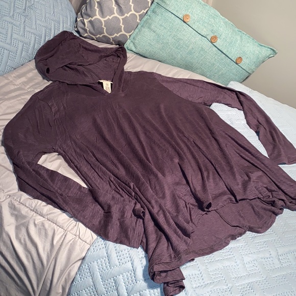 Andrea Jovine lightweight Hooded hi-lo top with flared hemline Cotton/modal med - Picture 5 of 11